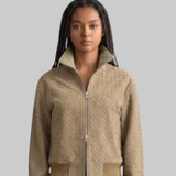 Woven Suede Bomber Jacket