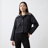 The Cropped Leather Collar Jacket