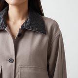 The Cropped Leather Collar Jacket