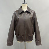 Woven-Trimmed Leather Blouson Jacket (Coming Soon)
