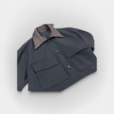 Woven Leather Collar Cropped Jacket (Coming Soon)